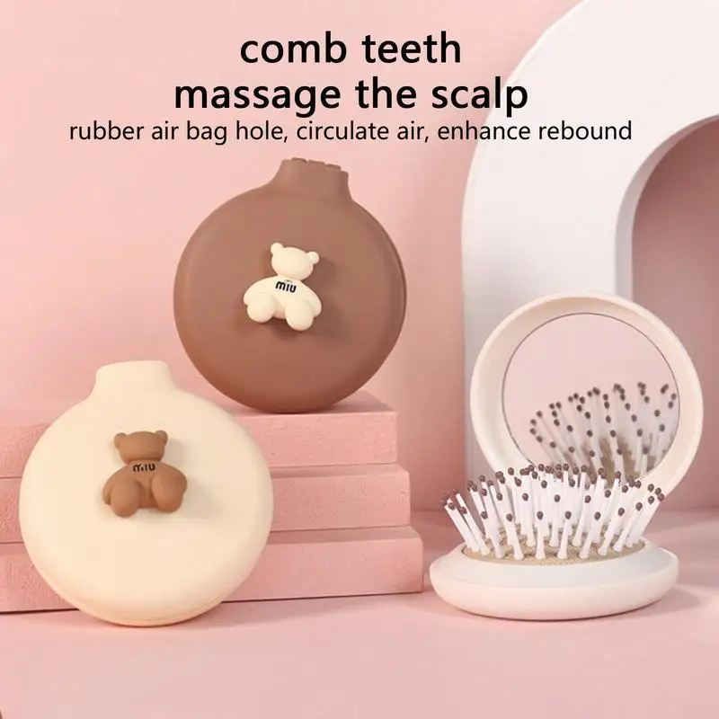 

Мини круглая расческа для волос с зеркалом для путешествий переносная Массажная Складная Расческа карманный размер Кошелек Дорожная расческа Инструменты для укладки волос