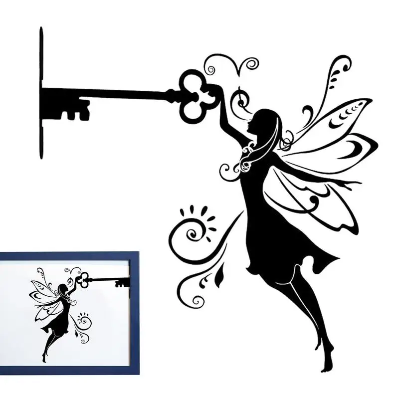 

Fairy Silhouette Statue Metal Iron Rustic Sitting Fairy Silhouette Garden Home Wall Art Sculpture Backyard Lawn Outdoor Decor