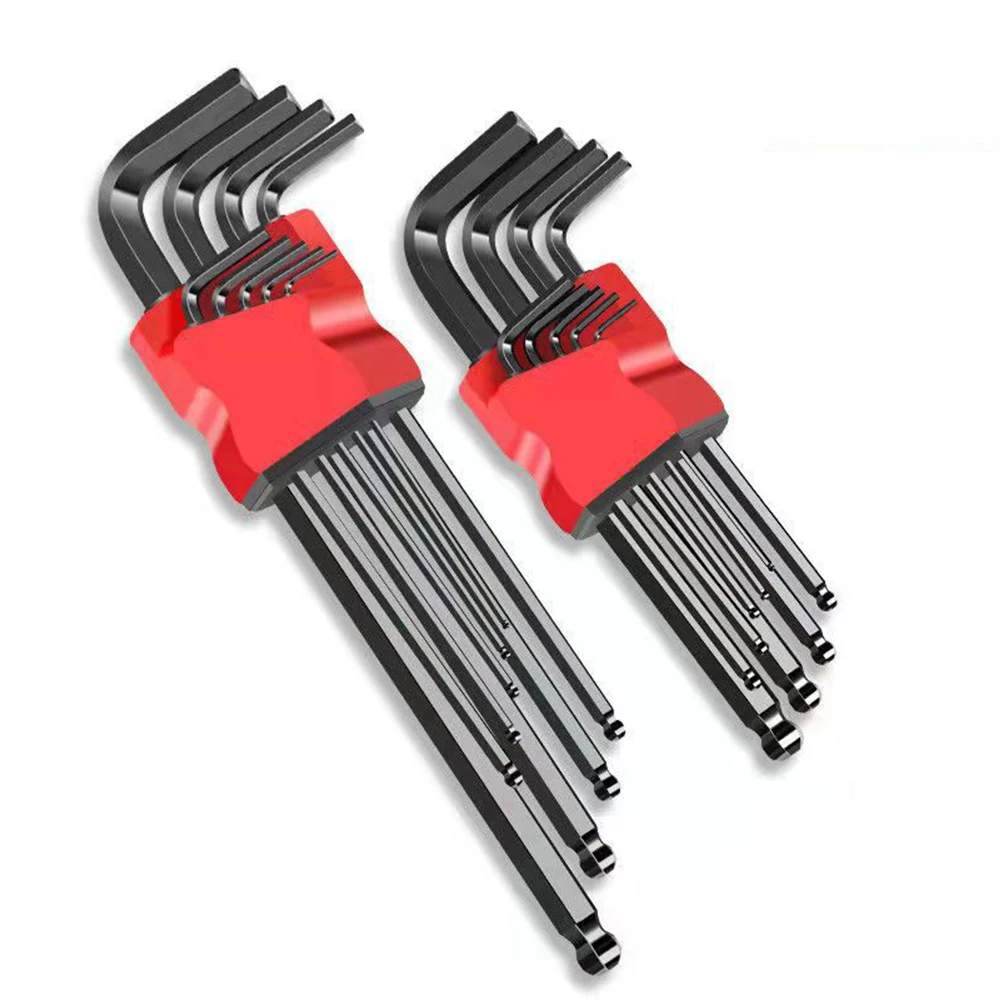 

9Pcs Allen Key Set Hex Wrench Adjustable Spanner Portable L-Shape Screw Nuts Wrenches Ball Hexagon Torx Head Repair Tools