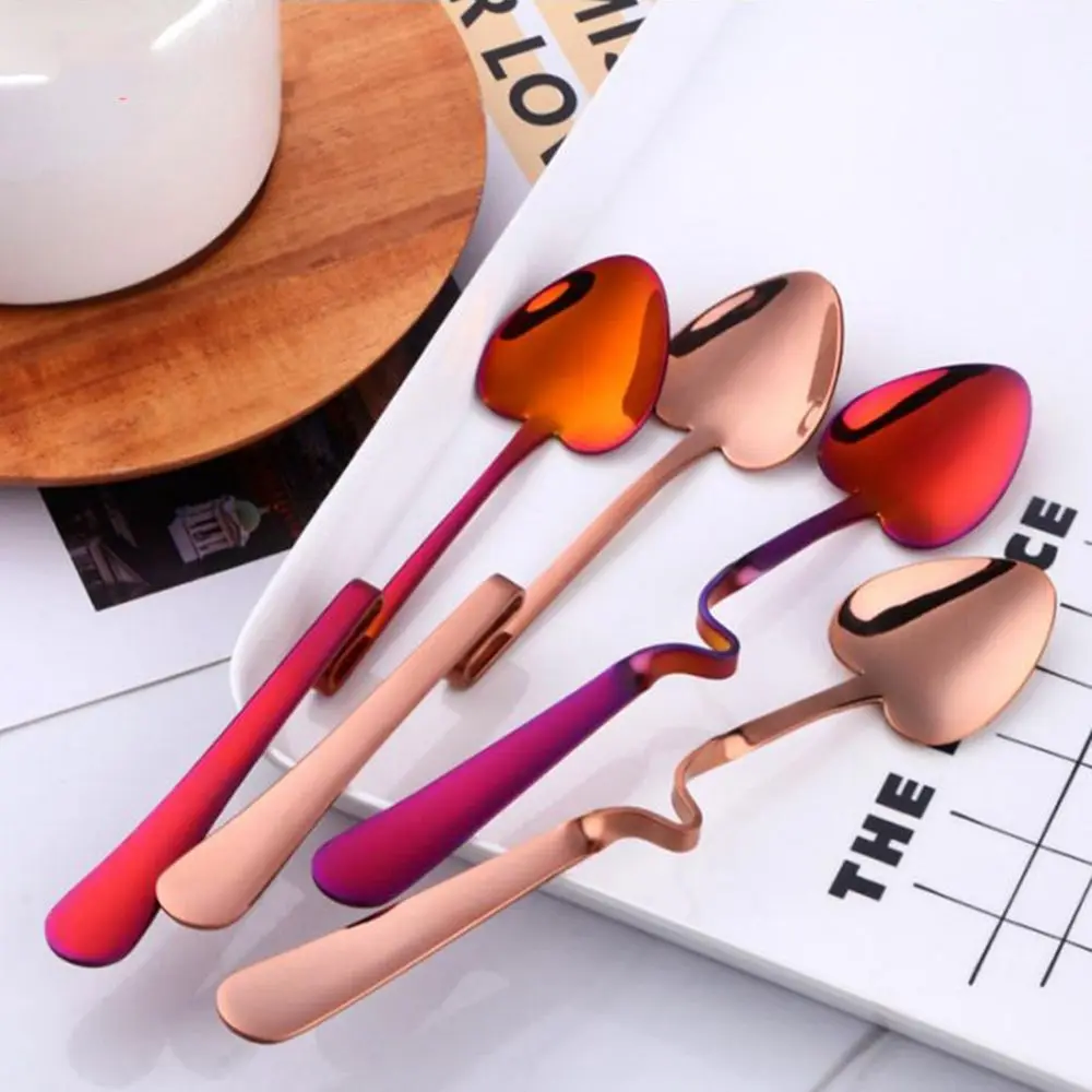 

1 Pcs Heart Shape Spoons Two Styles Stainless Steel Coffee Spoons Delicate Creative Dessert Ice Cream Teaspoon Kitchen Supplies