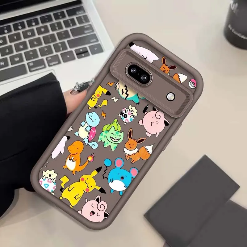 Фото P-Pokemones P-Pikachus аниме для Google Pixel 9 8A 8 7 7A Pro XL 5G Eye Ladder Мягкий противоударный чехол из ТПУ для телефона №2