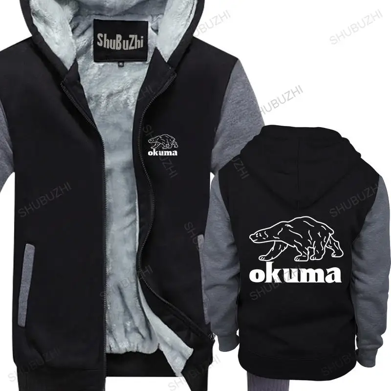 

homme cotton hoodies zipper Okuma Fisher Logo High Performance brand winter hoodie warm jacket thick hoody male coat