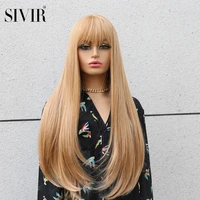 sivir synthetic wigs for women 28inch long straight bluegoldpurple color heat resistant natural hair bangs anime cosplaydaily