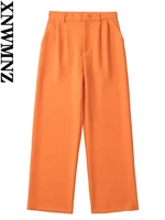 xnwmnz women casual fashion with darts wide leg trousers lady mid waist loose female wide leg pants 2022 spring