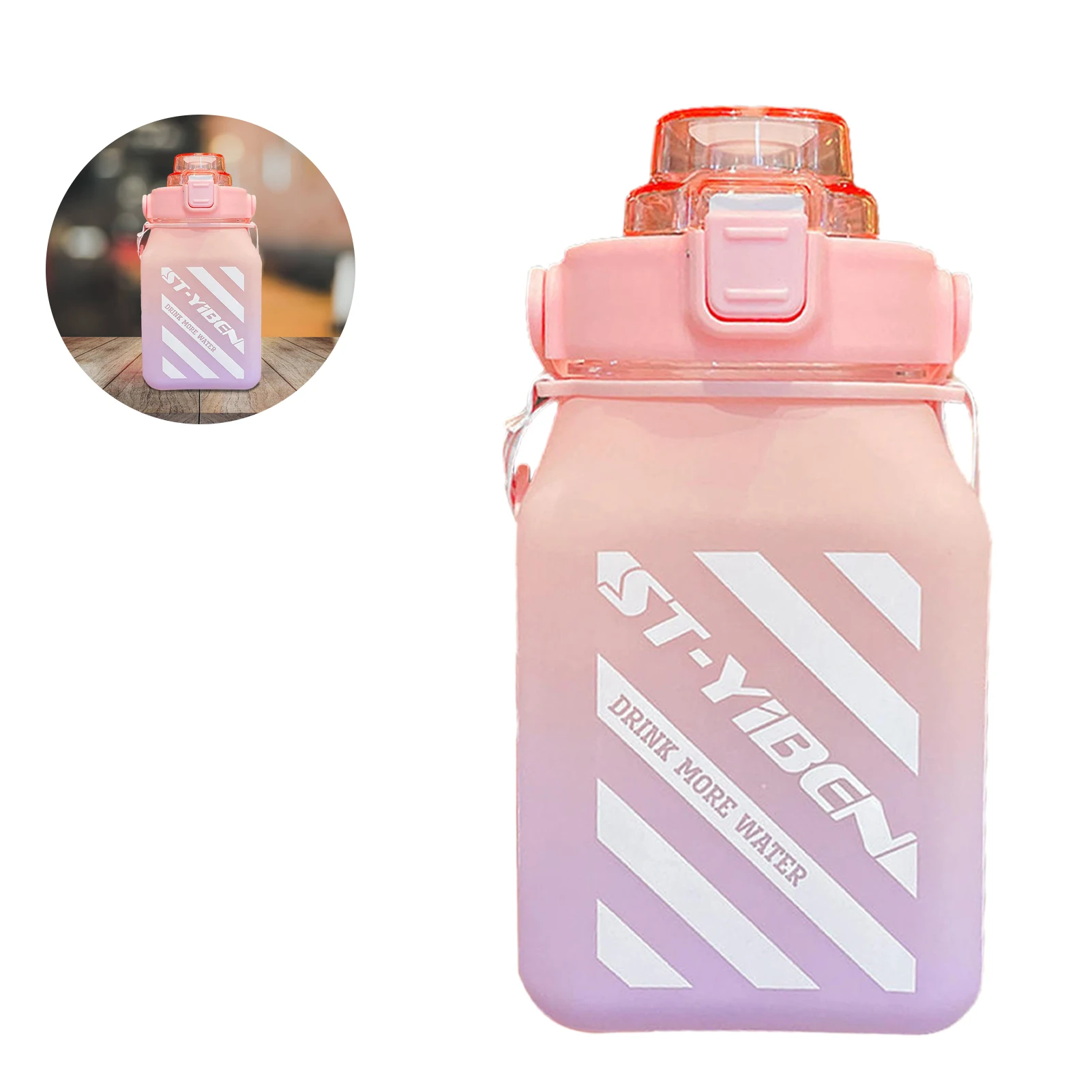 

0.4 Gallon Water Bottle With Hangable Strap BPA Free 50.7 OZ Water Bottle With Straw Easy To Drink Leakproof Motivational With