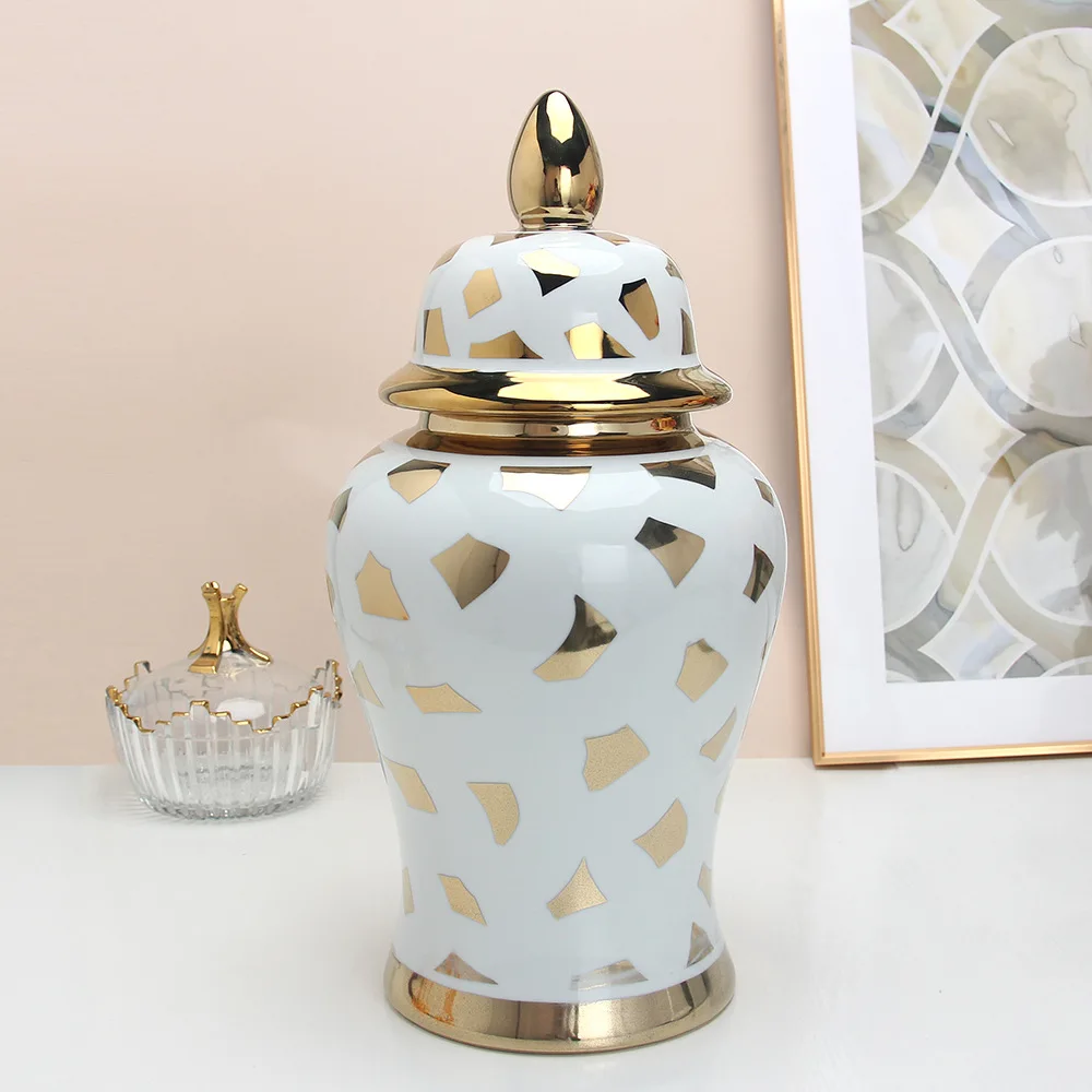 

Современный и простой позолоченный керамический Универсальный бак, гостиничная комната, модельная комната, декоративное украшение, чайный бак, емкость для хранения