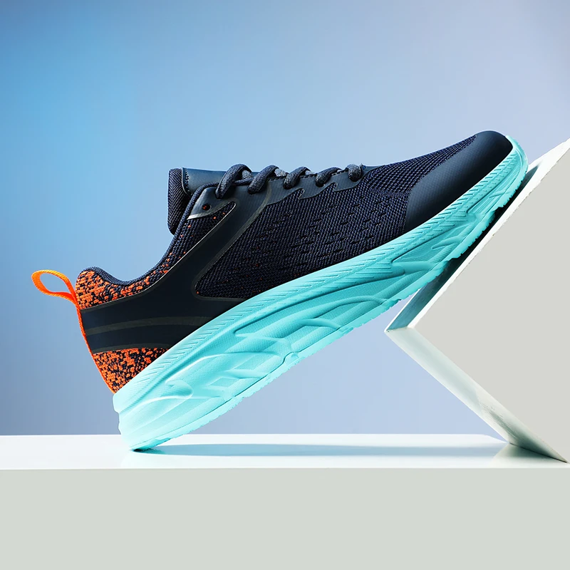 Big Size 39-48 Breathable Knit Lace-up Men's Running Shoes Summer Exercise Sneakers Men Comfortable Non-slip Men's Jogging Shoes