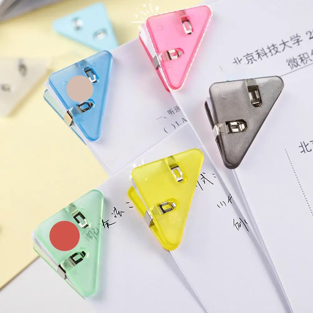 

10PCS Creative Triangle Clip Bill Clip Book Paper Corner Clip Binder Clip For Desk Storage Shelf Office Desktop Organizer S8T3