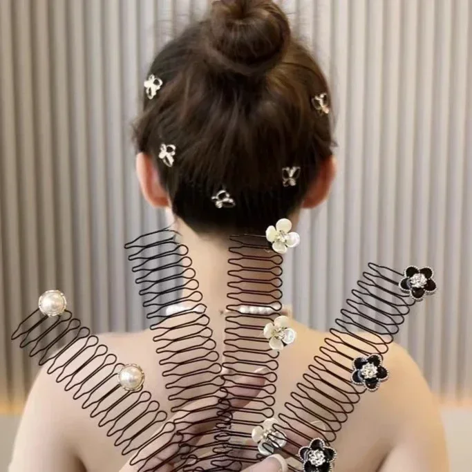 Шпилька для волос с невидимыми цветами женские изогнутые челки фиксированными