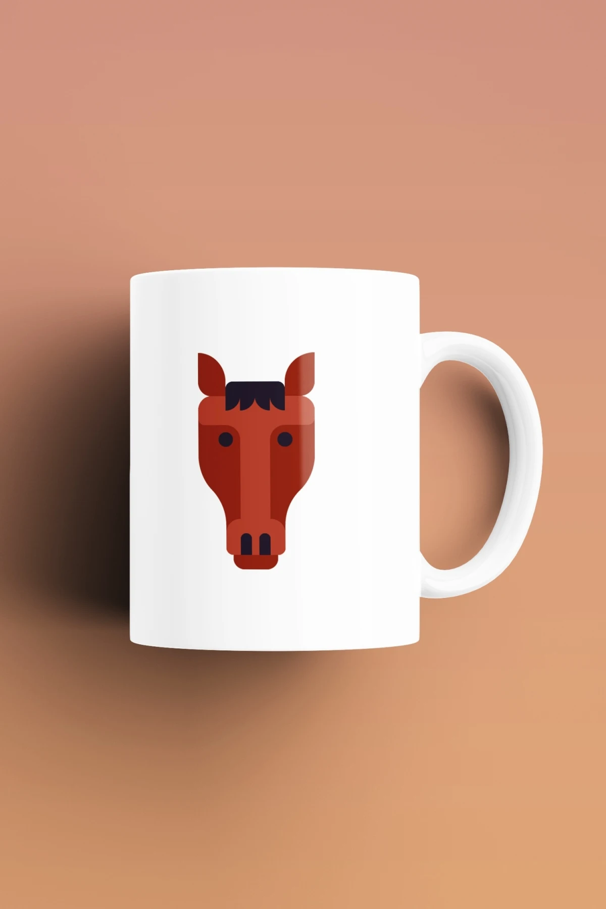 Кружка белая с принтом лошади фарфоровое сырье ручка Подарочный продукт