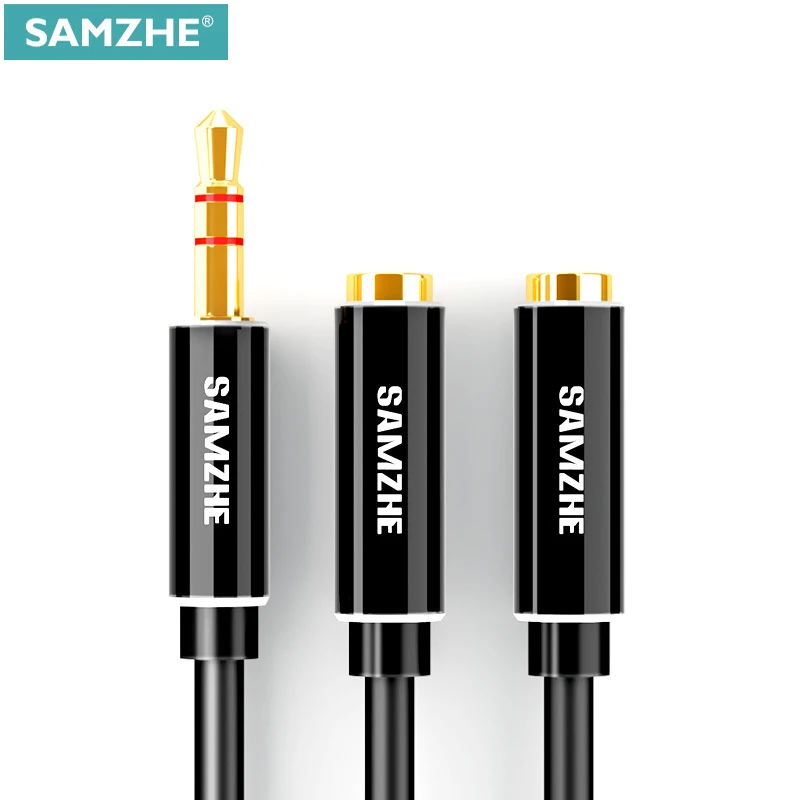

SAMZHE Earphone Splitter 3.5mm Jack Stereo Audio Adapter Male to 2 Female Y-splitter Earphone Extension Cords For Phone Laptop