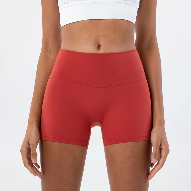 With Logo Yoga Shorts Running Fitness Bike High Rise Back Waist Shorts Women Stretchy Shorts Sports Workout Leisure Gym Short