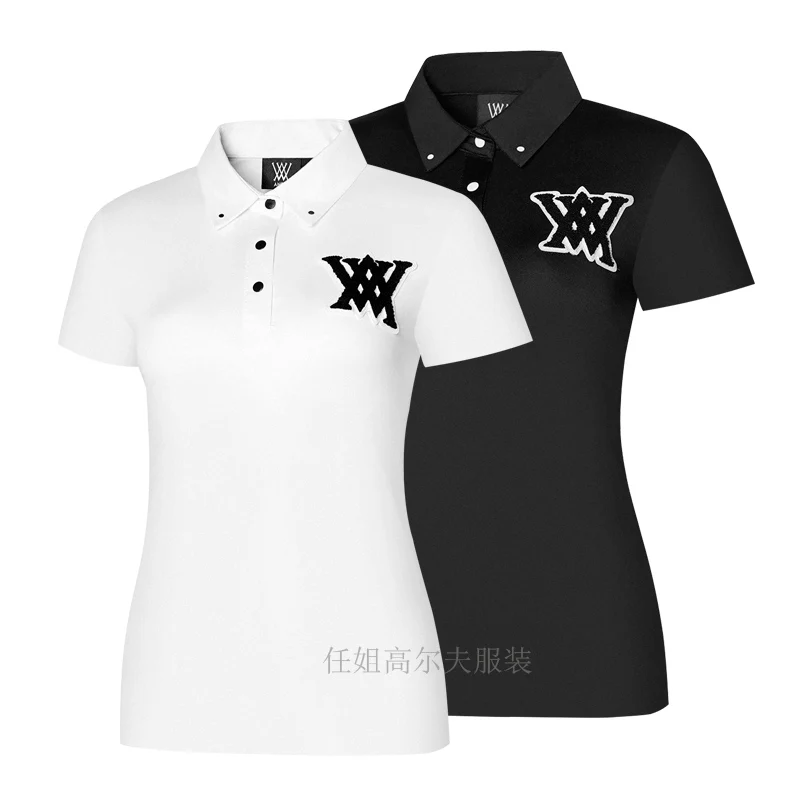 

New golf ladies short sleeve T-shirt breathable slim quick-drying lapel jerseys for leisure sports in spring and summer
