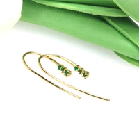 vintage exquisite green zircon ear hook clip women fashion simple copper gold plated earrings jewelry women girls party gifts