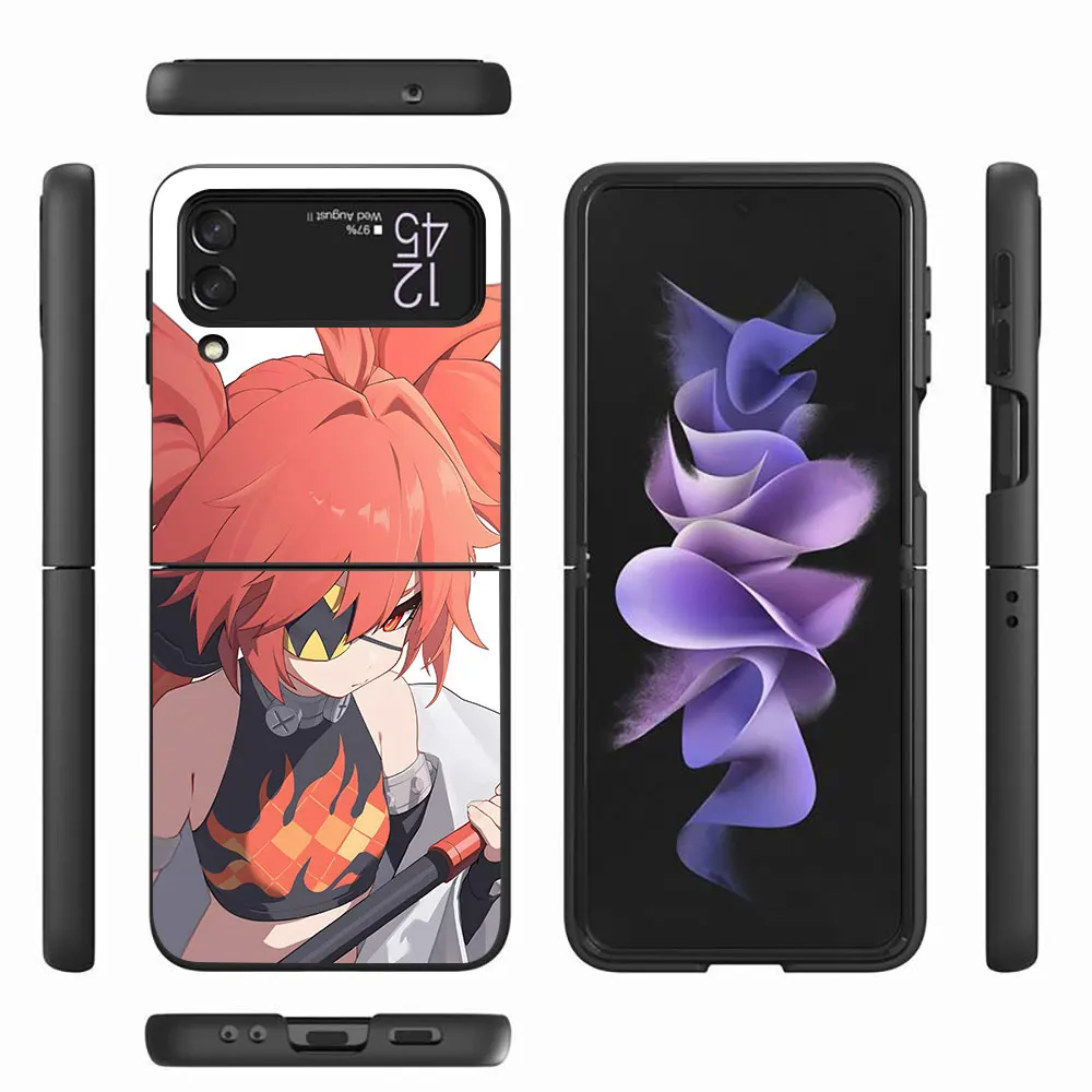 Игровой чехол Koleda Belobog ZZZ для Samsung Galaxy Z Flip 4 3 5G жесткий черный мобильного телефона