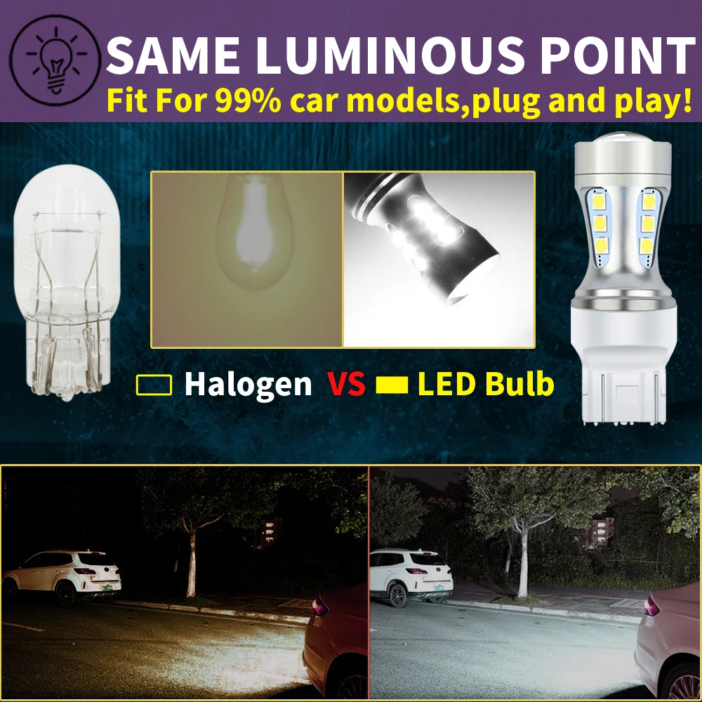 2x сигнальная лампа T20 Led 7443 W21/5W T25 T15 Canbus 1157 BAY15D Diode BA15S 1156 7506 P21W парковочные фонари