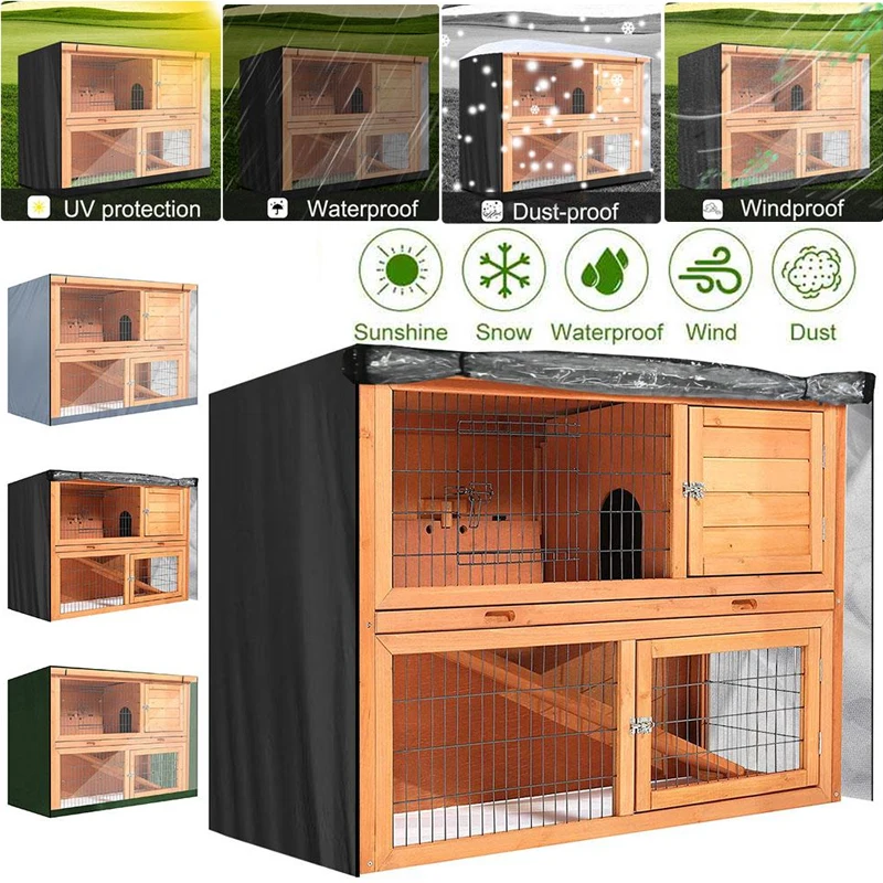 

4FT Rabbit Hutch Cover Farm Animal Cage Windproof Waterproof Pet Bunny Dust Oxford Cloth Easy Cleaning Without Cage