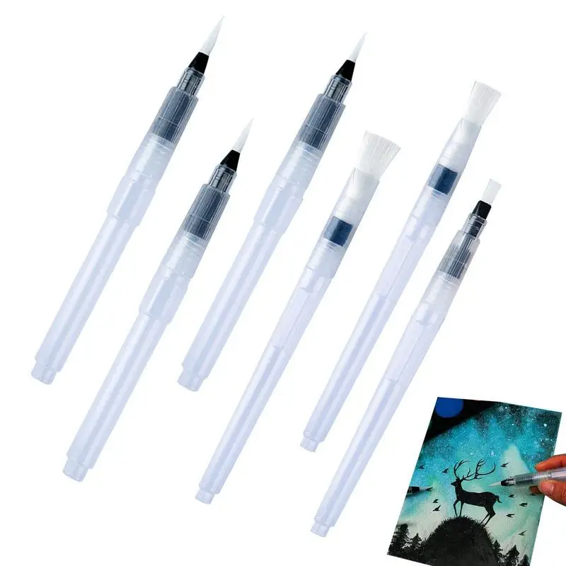 

Watercolor Brush Pens | Multipurpose Water Paint Pens | 6pcs Water Color Brush Set Easy To Clean Painting Markers For DIY Painti