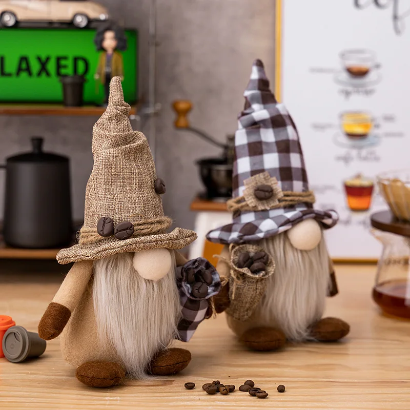 Кофейные гномы плюшевые для кофейной будки стоячие кофейные с кофейным мешком