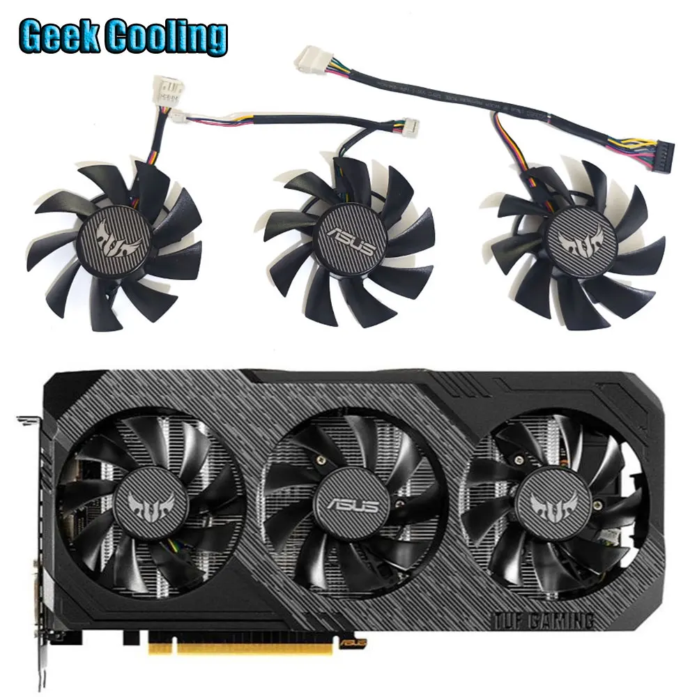 Фото Оригинальный 3FAN 75MM 7PIN PLA08015S12HH Вентилятор Охлаждения видеокарты, для ASUS GTX 1660, GTX 1660S, GTX 1660TI TUF, RX 5700, RX 5700XT TUF №1