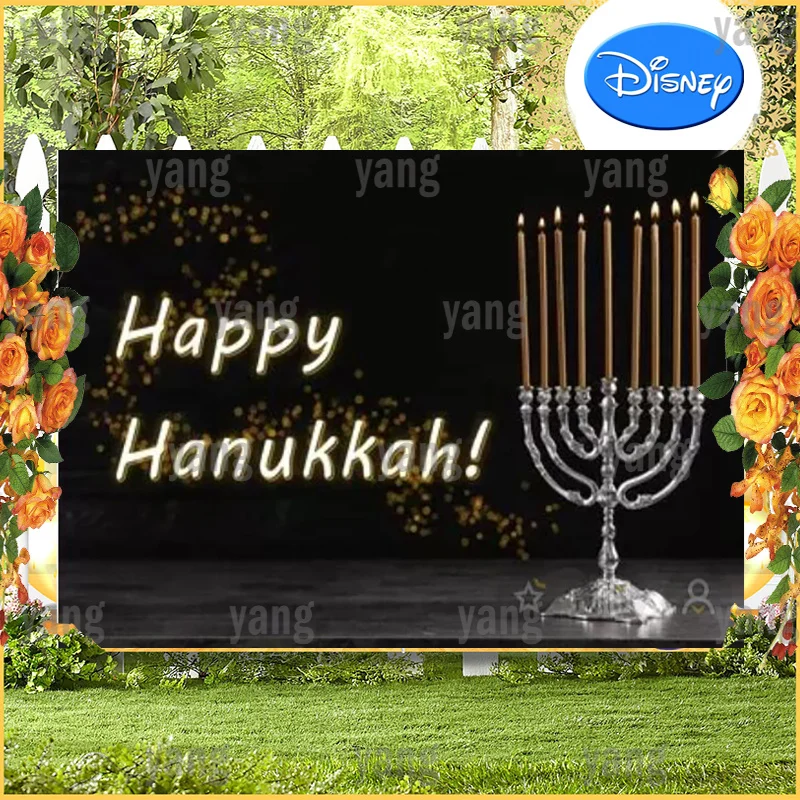 Candle Menorah Party Decoration Laeacco Happy Rosh Hashanah Hanukkah Vintage Festival Poster Bread Background Backdrops Banner