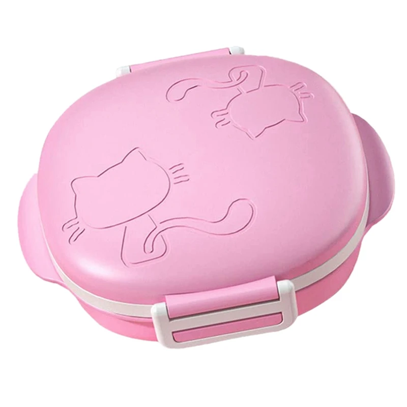 

Stainless Steel Children's Bento Box Insulation Leakproof Lunch Box 3 Grid Bento Style Children's Lunch Box Pink
