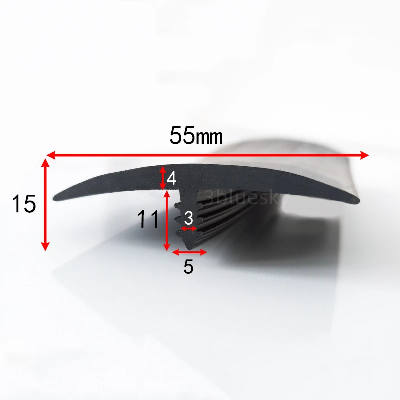 Rubber T Strip Glass Metal Wood Panel Edge Encloser Shield Car Cable Cover Solar Photovoltaic Sealing 55x15mm Black White