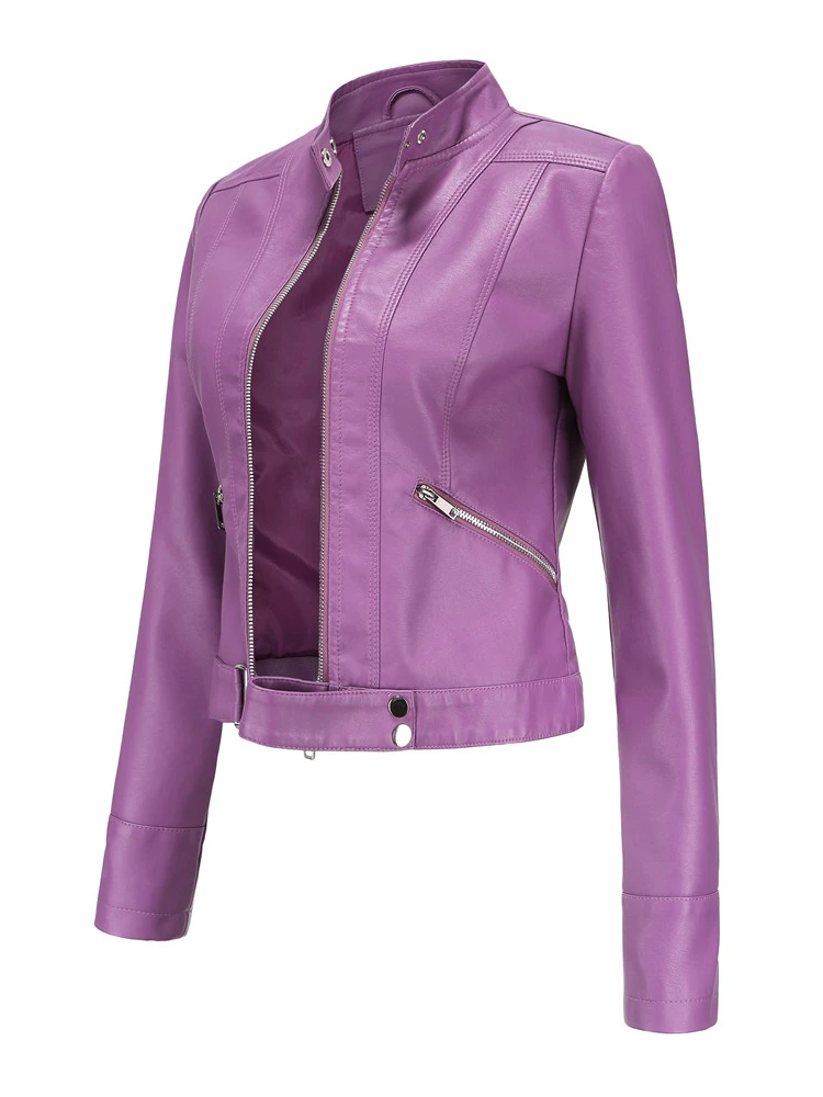 2021 new leather clothes women's short small coat spring and autumn collar women's Leather Jacket Women's thin leather coat