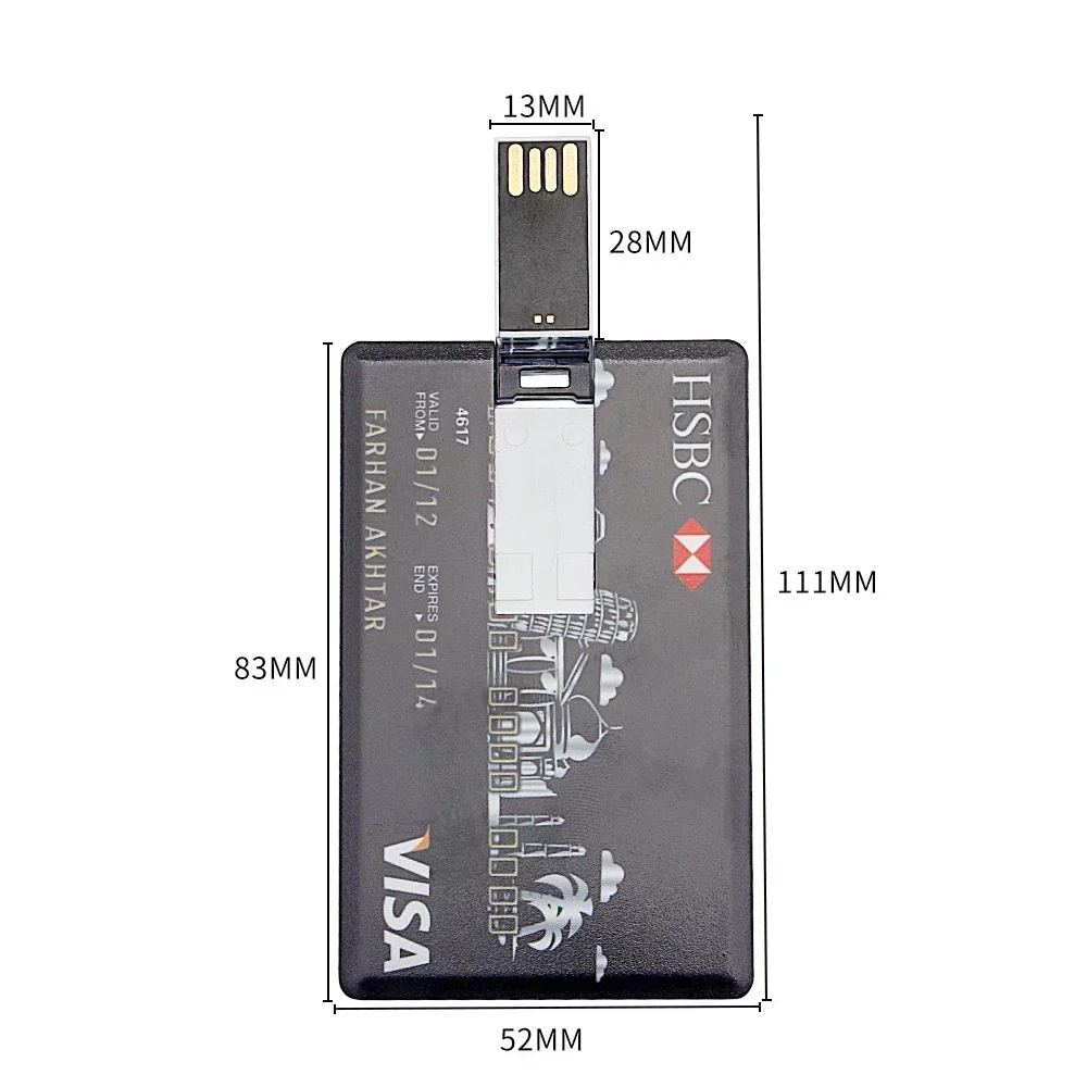 Банковская кредитная карта USB-флешка 128 ГБ Высокоскоростной флэш-накопитель 64
