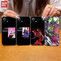 bandai evangelion phone case black silicone for iphone 13 pro max 11 12 xr x xs mini for 6 6s 7 8 plus funda shell cover