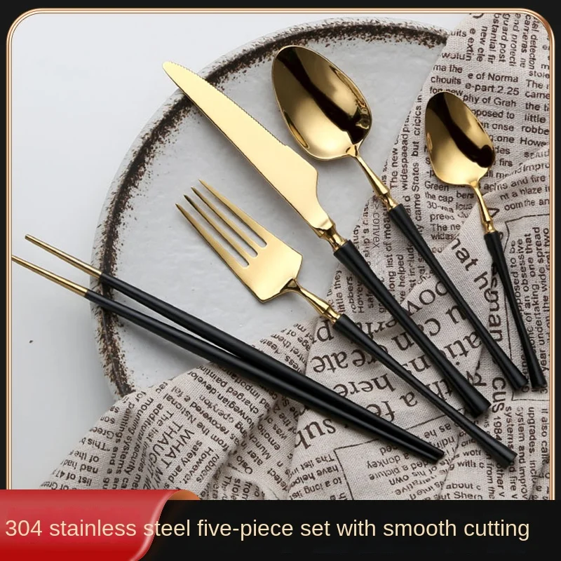 

Stainless Steel 304 Knife Fork Spoon and Chopsticks Home Hotel Steak Knife Fork and Afternoon Tea Western Tableware Set