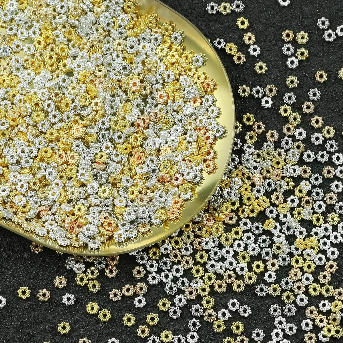 4 мм 100-500 шт. позолоченные серебряные бусины-разделители для изготовления