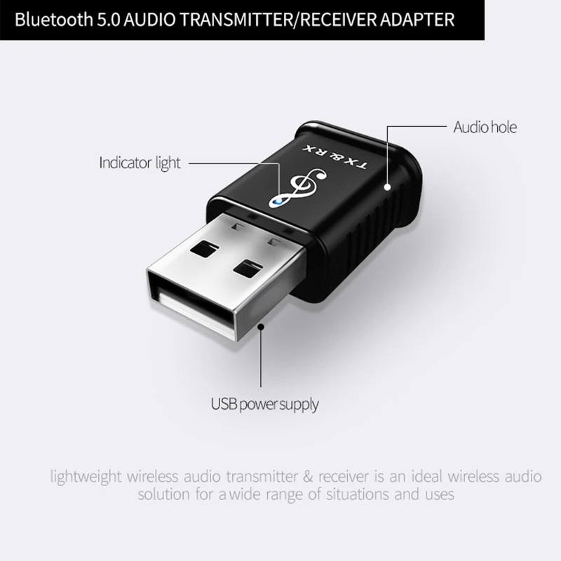 

Portable USB Adapter 3.5 Receiver Transmitter Bluetooth5.0-compatible for Computer TV Projector Car Handsfree Call