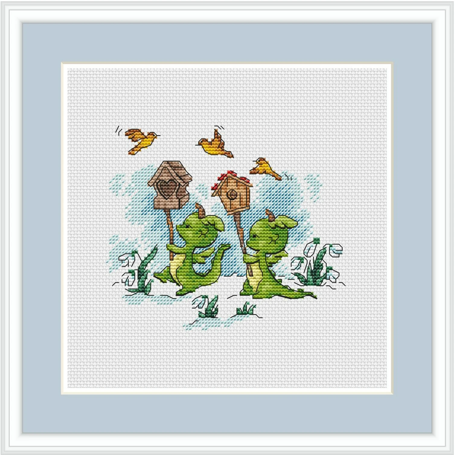 

Cross Stitch 14CT Ecological Cotton Threads Embroidery Home Decoration Hanging unPainting Small Dinosaur Couple Mailbox 24-22