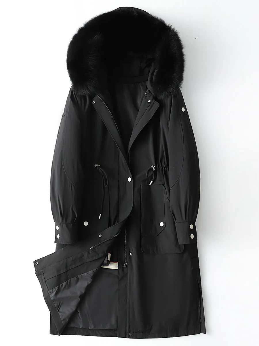 Fox Fur Collar Parker Mid-length Hooded 2022 Winter New Rabbit Fur Inner Bile Fur Coat for Woman