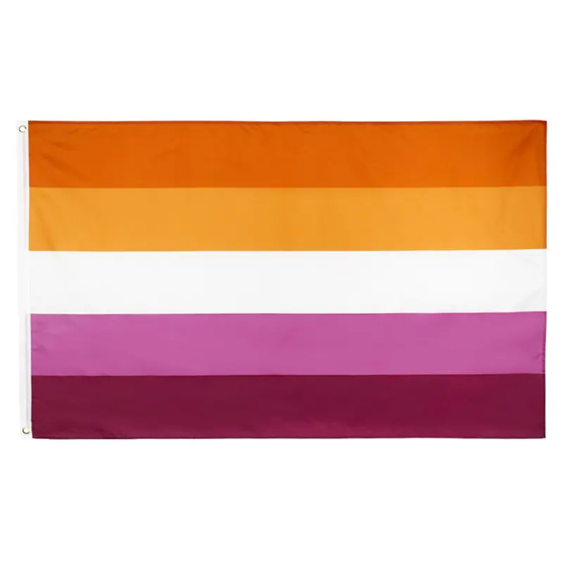 

90x150cm Sunset Lesbian Pride Flag Vivid Color Double Stitched Canvas Header LGBT Les Sunset Pride Flag