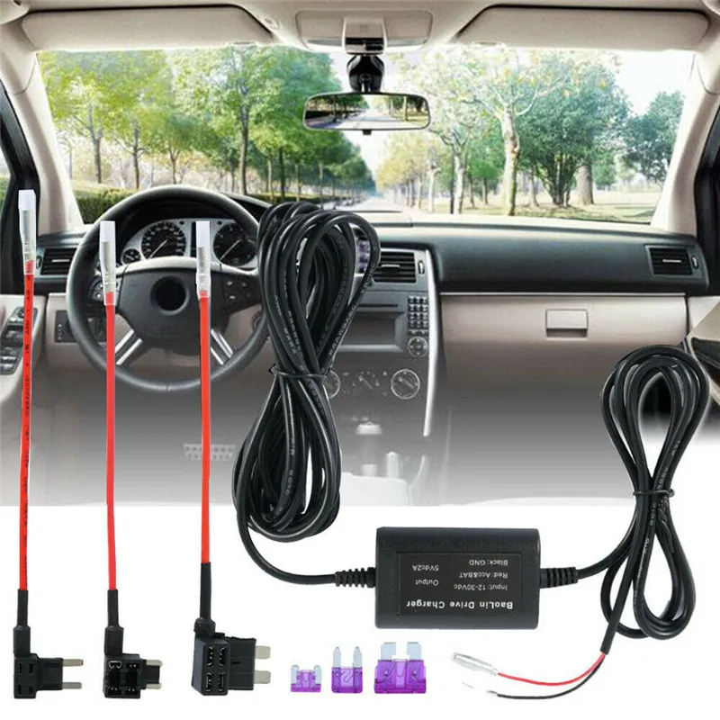 Hot Sale Universal Fuse Box Car Recorder Dash Cam Hard Wire Kit + Micro USB  Harness Connector Usb Accessories