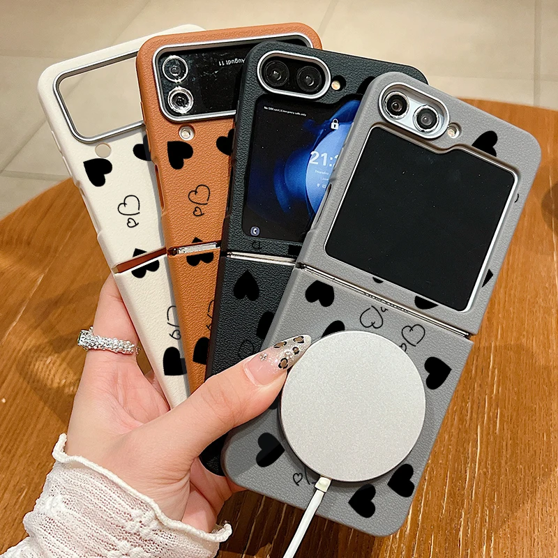 Мягкий силиконовый чехол с текстурой кожи для Magsafe Samsung Galaxy Z Flip6 Flip5 Flip4 Flip3 5G