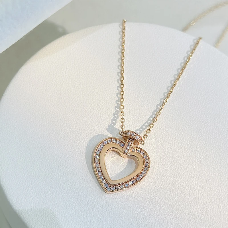 

2023 New Fre France Luxury Heart Jewellery Necklace Women's 925 Silver Couple's Gift Party Wedding Free Shipping Logo