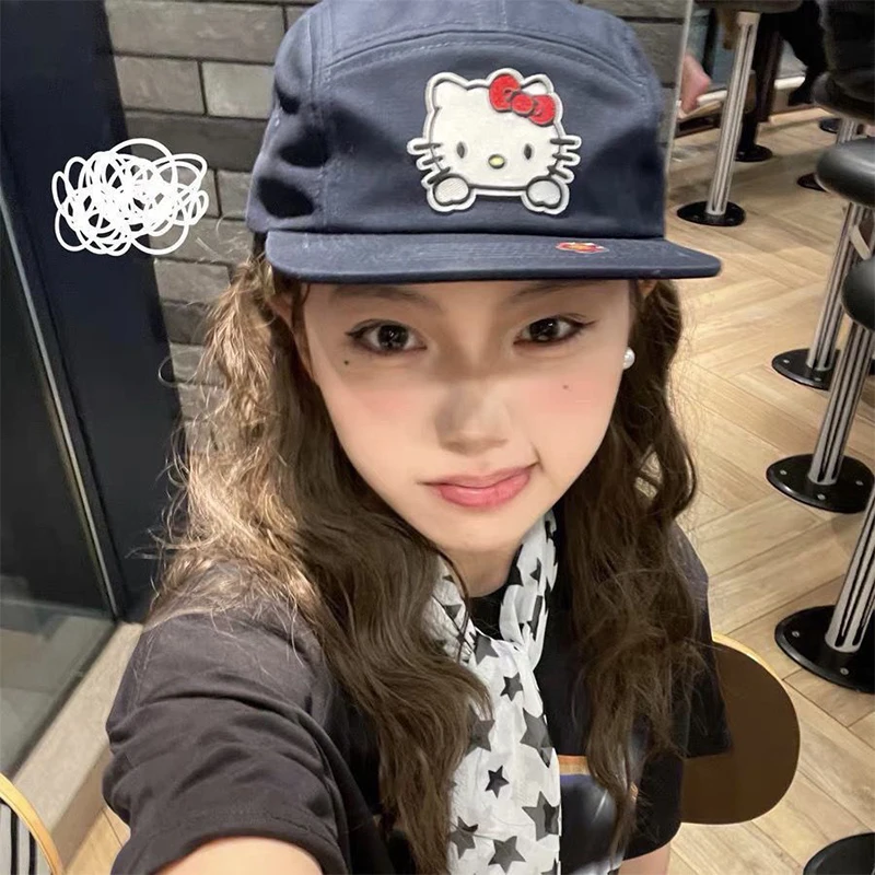 

Летняя Повседневная шапка Hello Kitty в стиле аниме, повседневная спортивная шапка, кавайная уличная спортивная шапка, женская спортивная шапка в форме сердца для активного отдыха с защитой от УФ-лучей