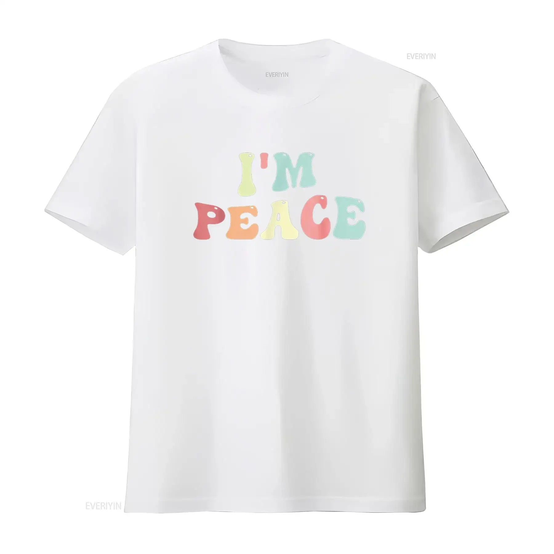 Фото Im Peace I Come In Matching Groovy Ретро футболка винтажный стираный топ для повседневной носки модная графика унисекс слегка повседневная №4