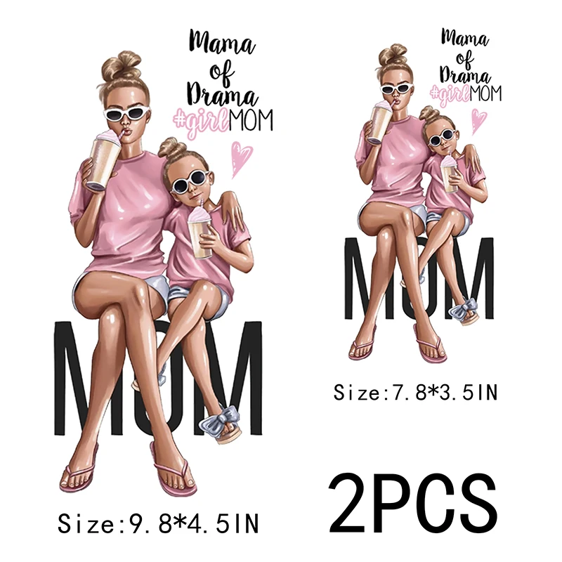 

TuQiang Russian Mom&Baby Iron On Transfer for Clothing DIY A-Level Washable Patches T-Shirt Hoodies Applique Decor