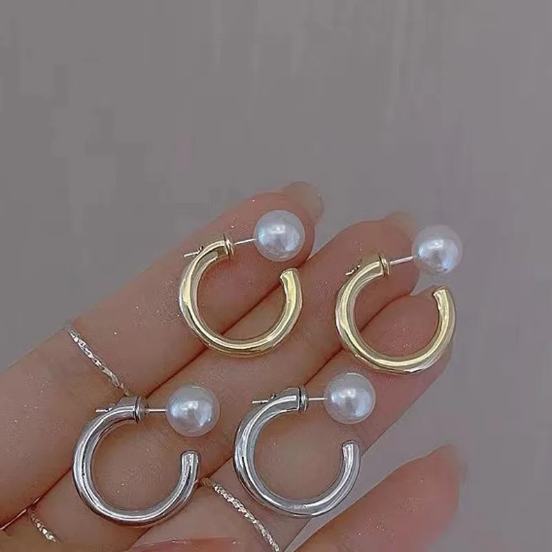 3Pairs/Lot Simple Design Circle Pearl Stud Earrings Jewelry Findings&Components