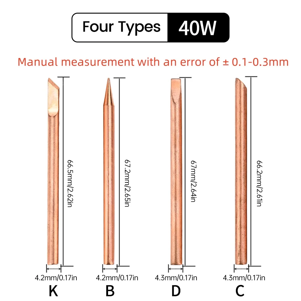 

4 шт. Сменные термопаяльные наконечники Aideepen из меди 30 Вт 40 Вт 60 Вт