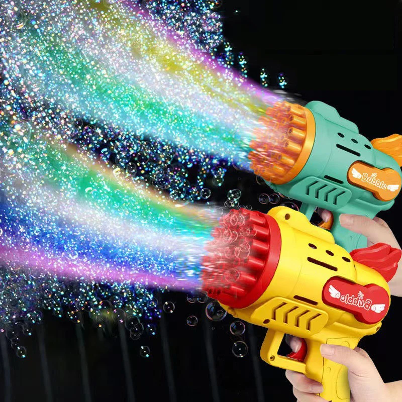 

Electric Automatic Bubble Gun Soap Rocket Bubbles Machine Kids Portable Outdoor Party Toy LED Light Blower Toys Children Gifts