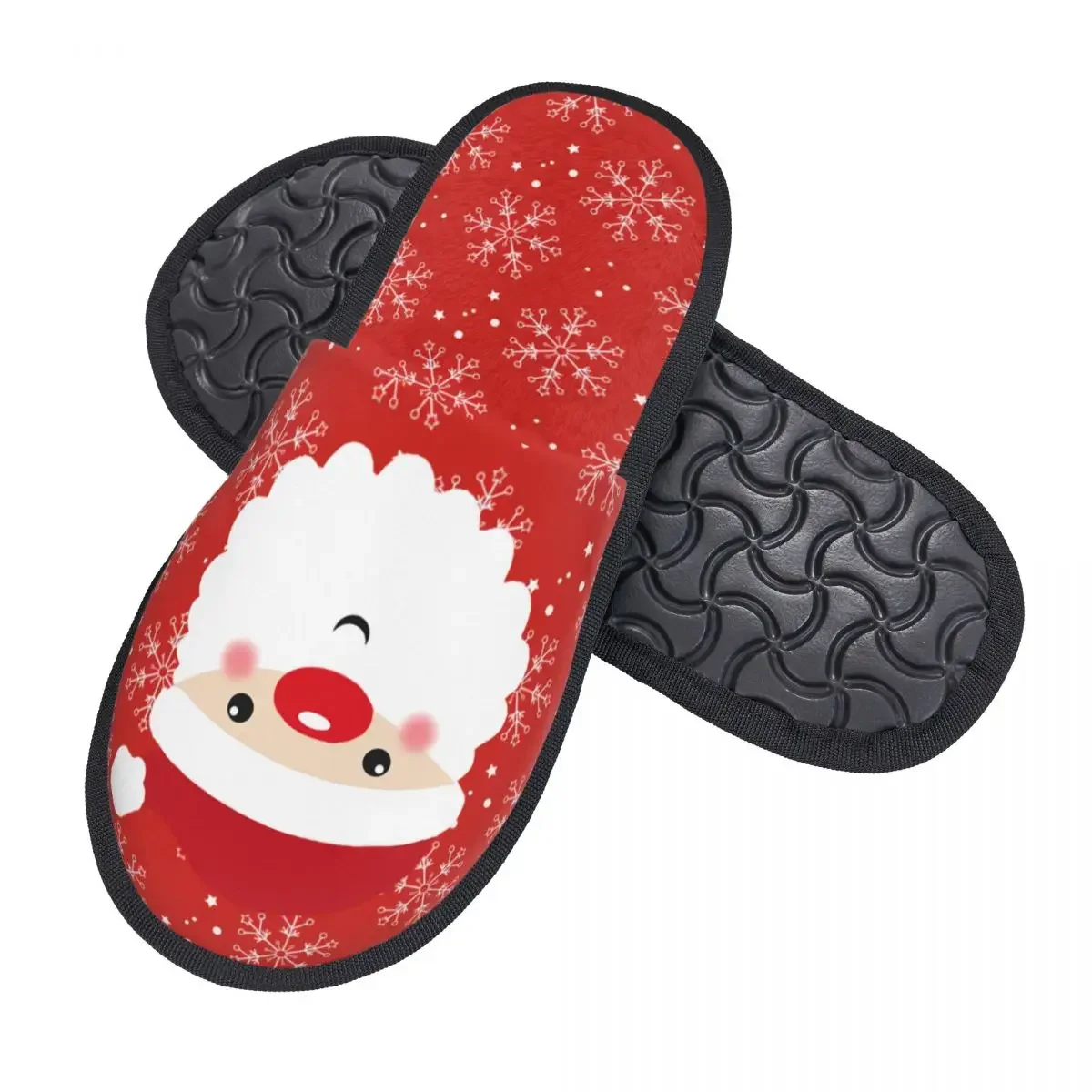 Домашние тапочки с рождественской головой мягкие теплые пушистые из пены