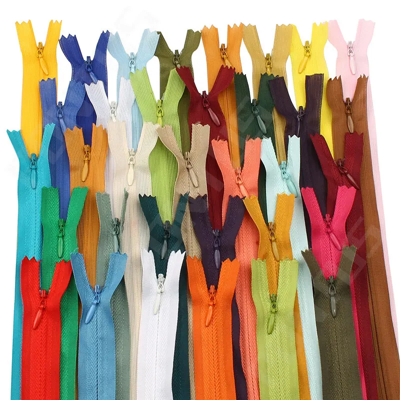 10pcs 18-60cm Nylon Coil Zippers Colorful Invisible for Tailor Sewing Clothes Cushion Skirt Craft Bulk Zipper Repair Kit - купить по