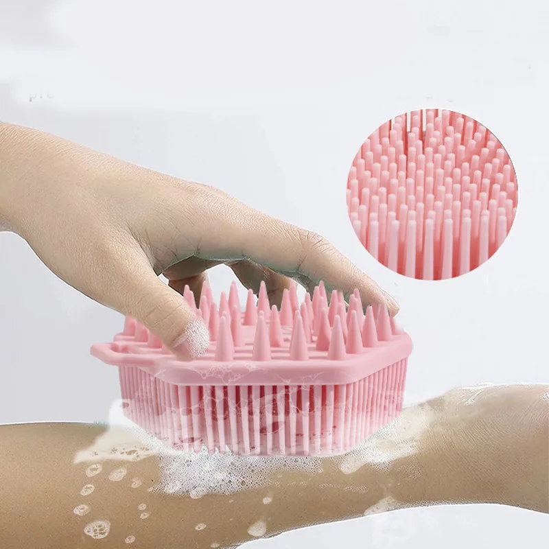

Household Bathroom Double Sided Shower Brush Soft Fine Hair Cord Hanging Silicone Hexagonal Shower Brush Skin Cleaning Tool