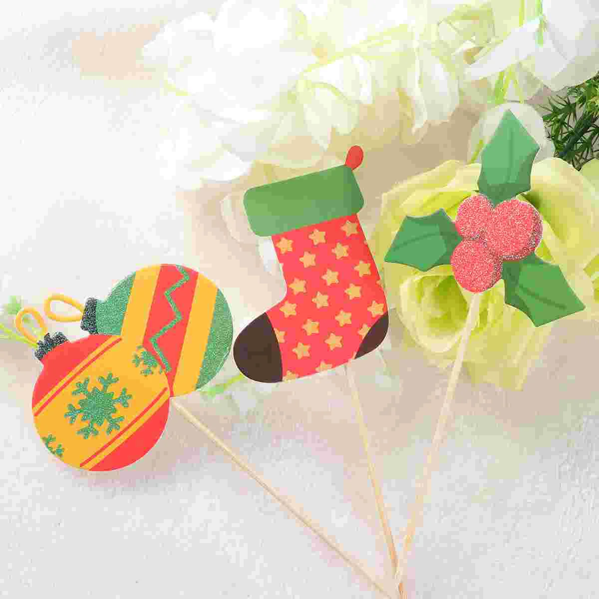 

10PCS Snack Decorations Picks Wedding Cupcake Toppers Twinkle Cupcake Toppers Cake Picks Sticks Christmas Toothpick
