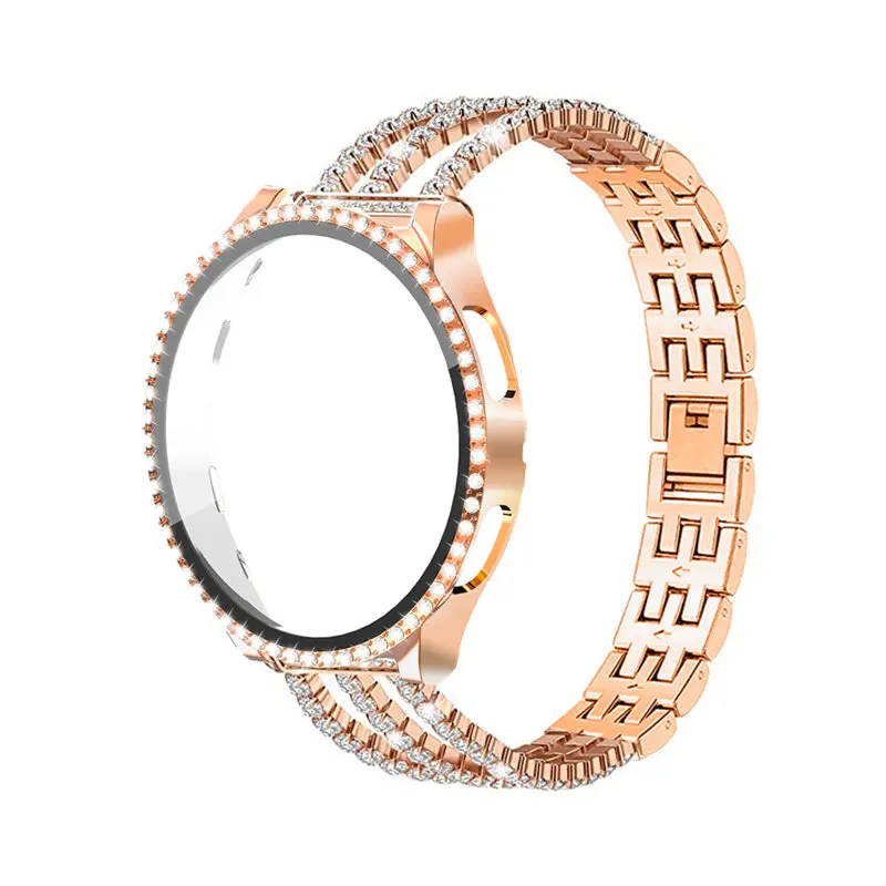 

Чехол-браслет для Samsung Galaxy Watch 4 44 мм 40 мм, со стразами, закаленное стекло, защитное стекло